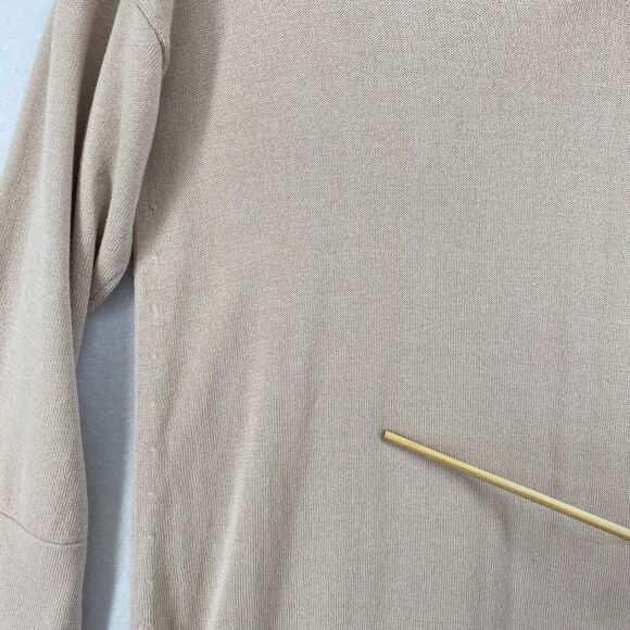 MM. LAFLEUR Sweater M Cotton Viscose Tunic Split Neck 3/4 Sleeve Pullover Beige - Picture 13 of 15